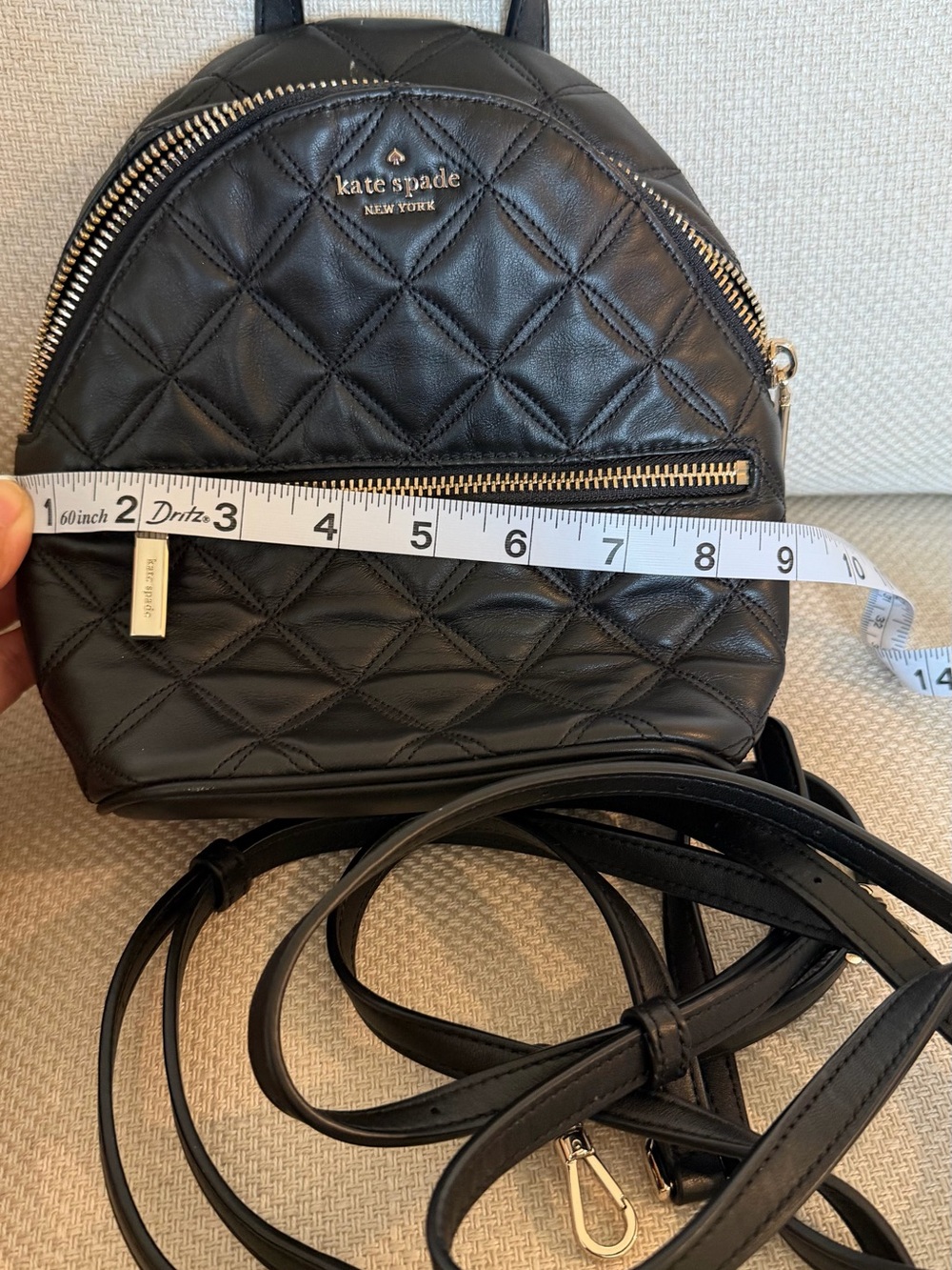 kate spade Black Quilted Leather Mini Backpack with Gold Hardware - Picture 4 of 5